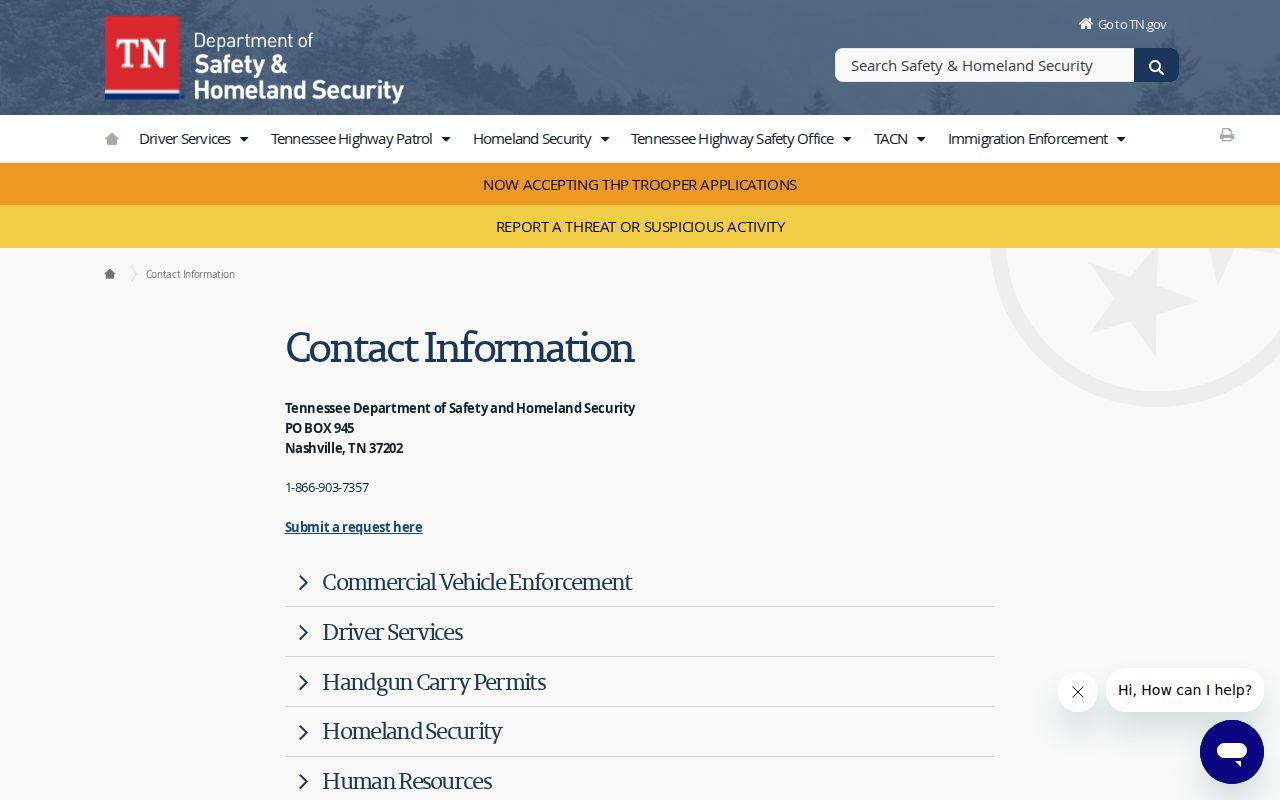 Hawkins County traffic warrant records Tennessee Department of Safety contact