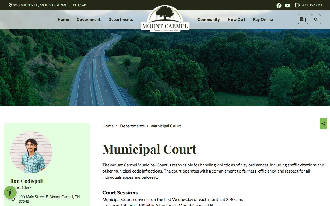Mount Carmel warrant records and City Hall court location