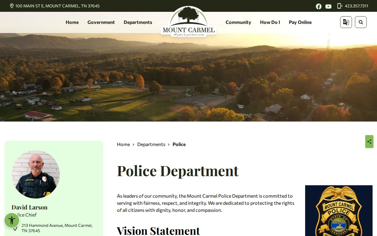 Mount Carmel warrant records and police department