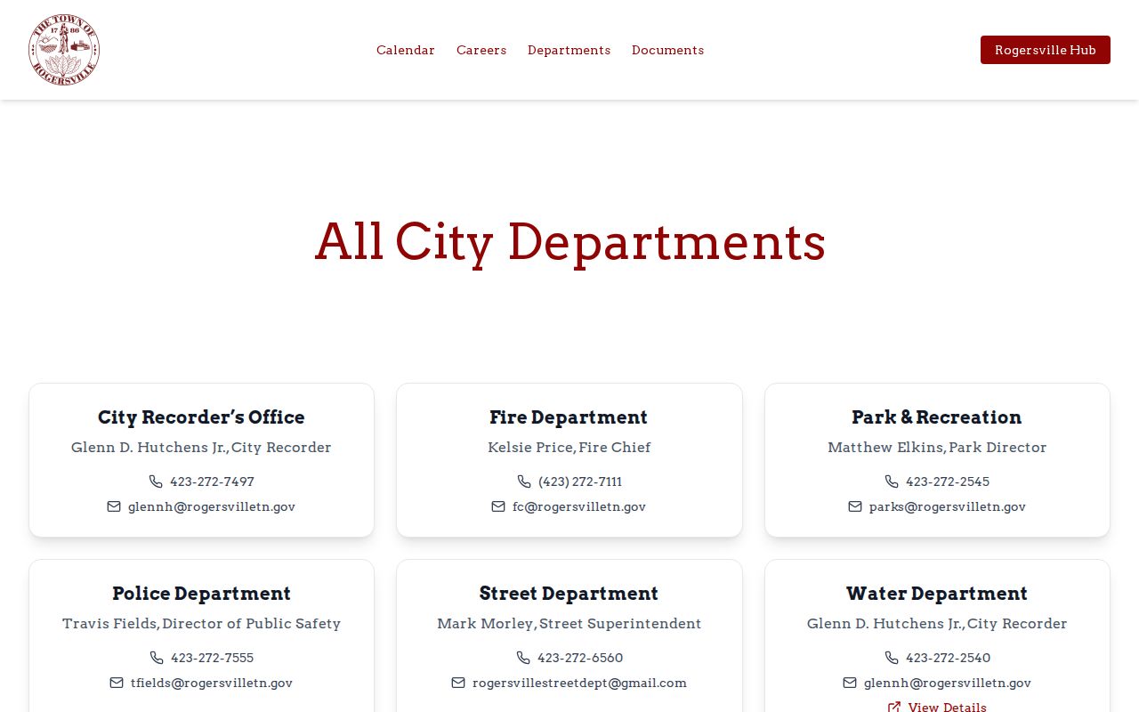Rogersville warrant records and city police department