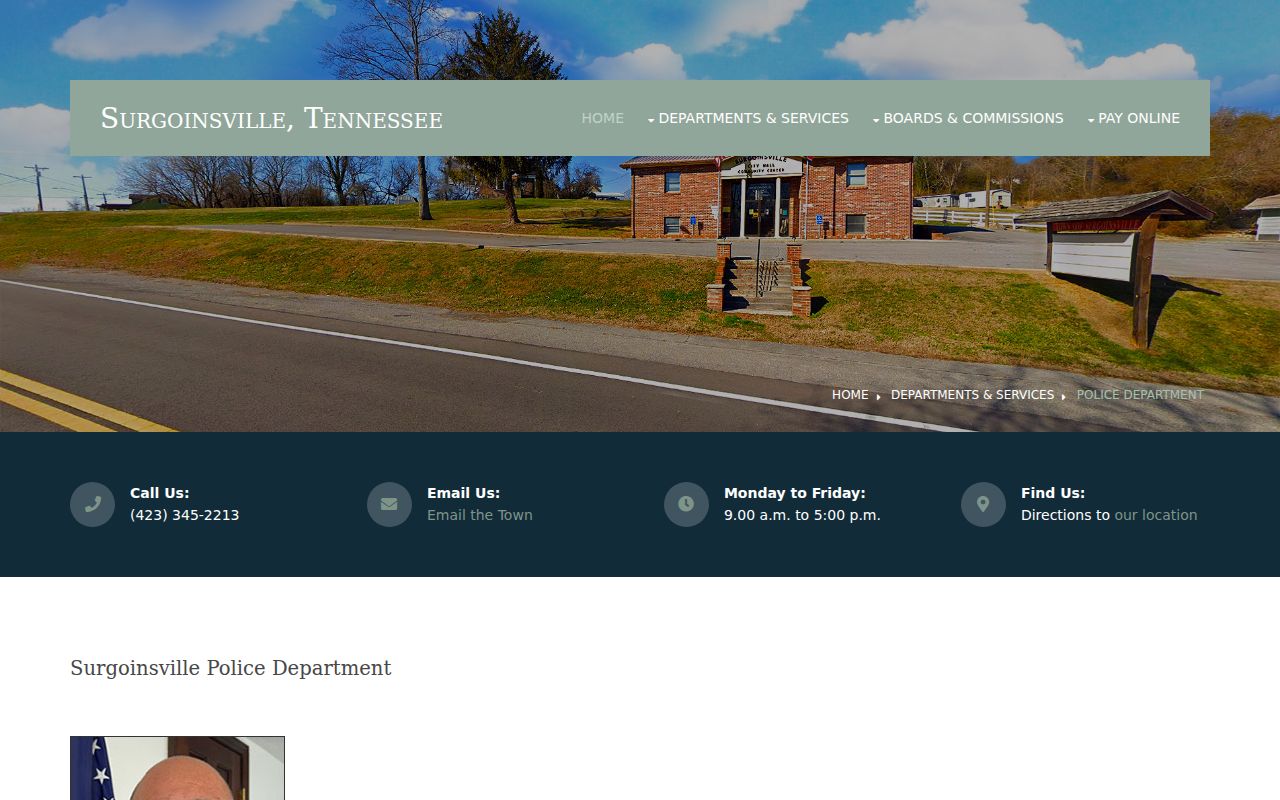 Surgoinsville warrant records and police department