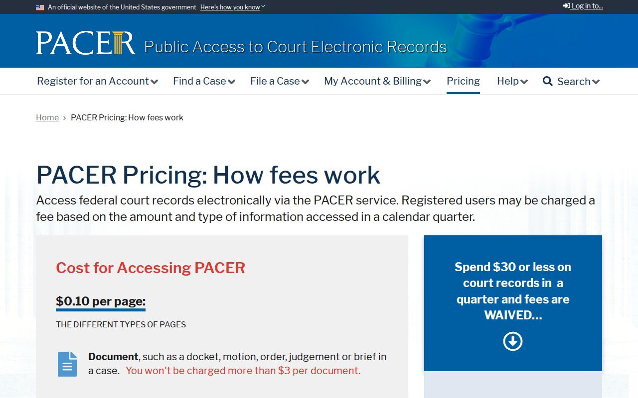 Hawkins County arrest warrant records federal PACER access fee information